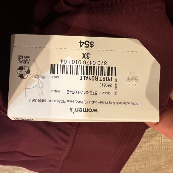 STYLUS WOMENS BURGUNDY RED HIGH RISE JOGGER PANTS NEW 3X - Picture 8 of 10